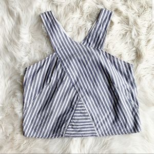 Zara blue and white crop top
